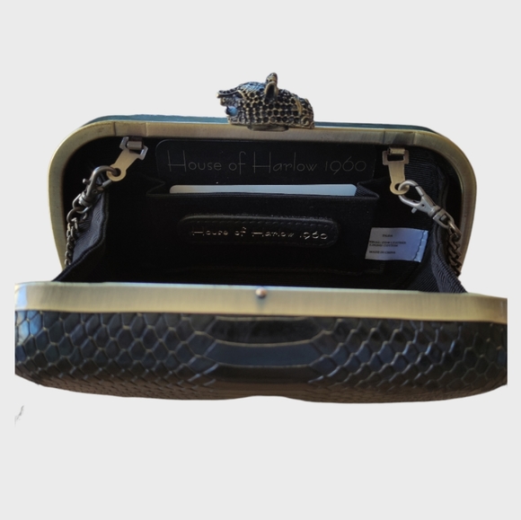 💢Sale💢 BNWOT House of Harlow 1960 Tilda framed snake embossed clutch - Picture 7 of 8